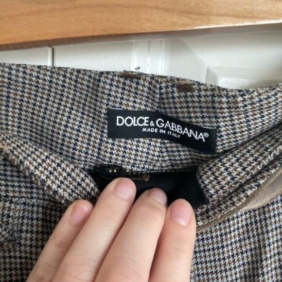 Dolce & Gabbana Women Capri Pants in Houndstooth W Calfskin Details Sz 42 US 10 - Picture 14 of 16